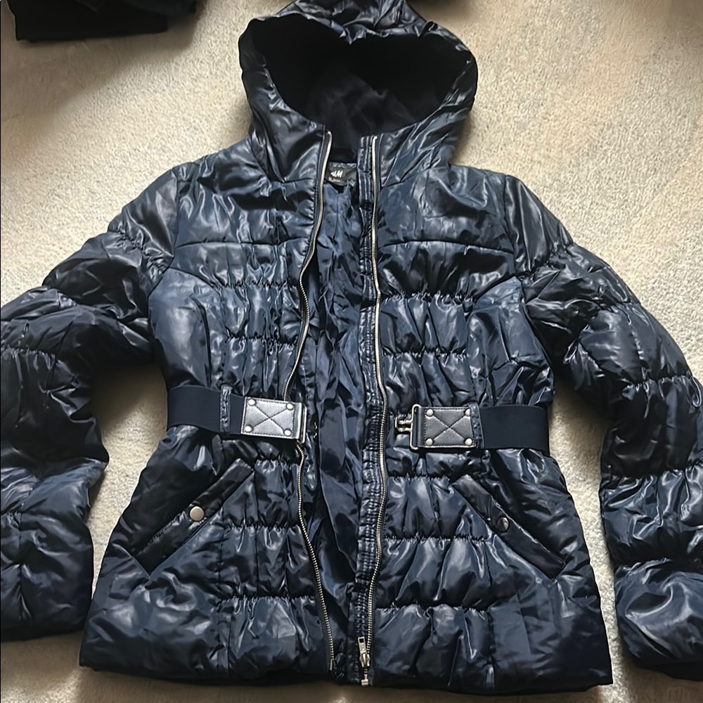 Women's Quilted Hooded Jacket - Black